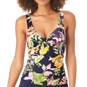 Anne Cole Tropical Bloom Twist Front Tankini Swim Top